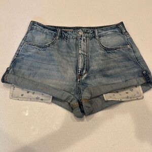 Pilcro Blue Jean Shorts High-Waisted Cuffed